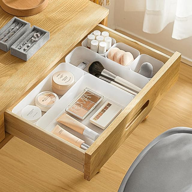 Yidata Desk Drawer Organiser Divider,6pcs Dresser Makeup Cosmetics Boxes Desktop Storage Display Cas Office Stationery Storage Holder