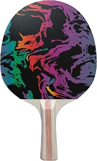 TigerTail Sports Paint Stain Colorful Design Ping Pong Paddle, Premium 5 Ply Table Tennis Racket (Red on Back)