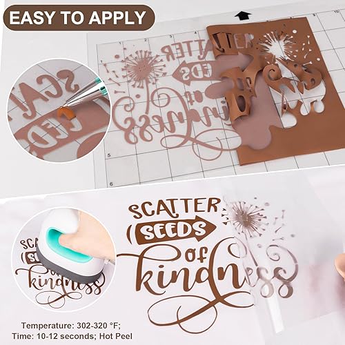 Miniatura 3 de VINYL FROG Rollo de vinilo de transferencia de calor HTV – 12 pulgadas x 5 pies chocolate para planchar sobre camisetas, vinilo de prensa de calor