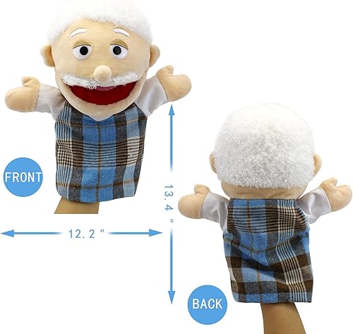 Miniatura 8 de Marionetas de mano familiares, marionetas para niños, miembros de la familia Paly de 13.4 pulgadas, marionetas multiétnicas de felpa suave, títeres