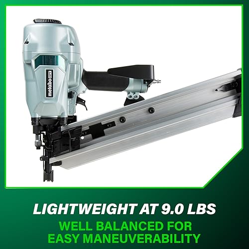 Miniatura 9 de Metabo HPT Clavadora de encuadre  Neumática  Para LVL  Clavos de marco de plástico de 2-38 a 3-12 pulgadas  0.162 pulgadas, cabeza completa  21