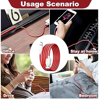 100W USB C Charging Cable for OnePlus,2M Warp Fast Charge Cable | Super Fast Charger Cord Compatible with OnePlus 11/10 Pro/Nord 2T/8/7 Pro/7T/6T/6/5T/5/3T Type-C Red Lead for Nord Series