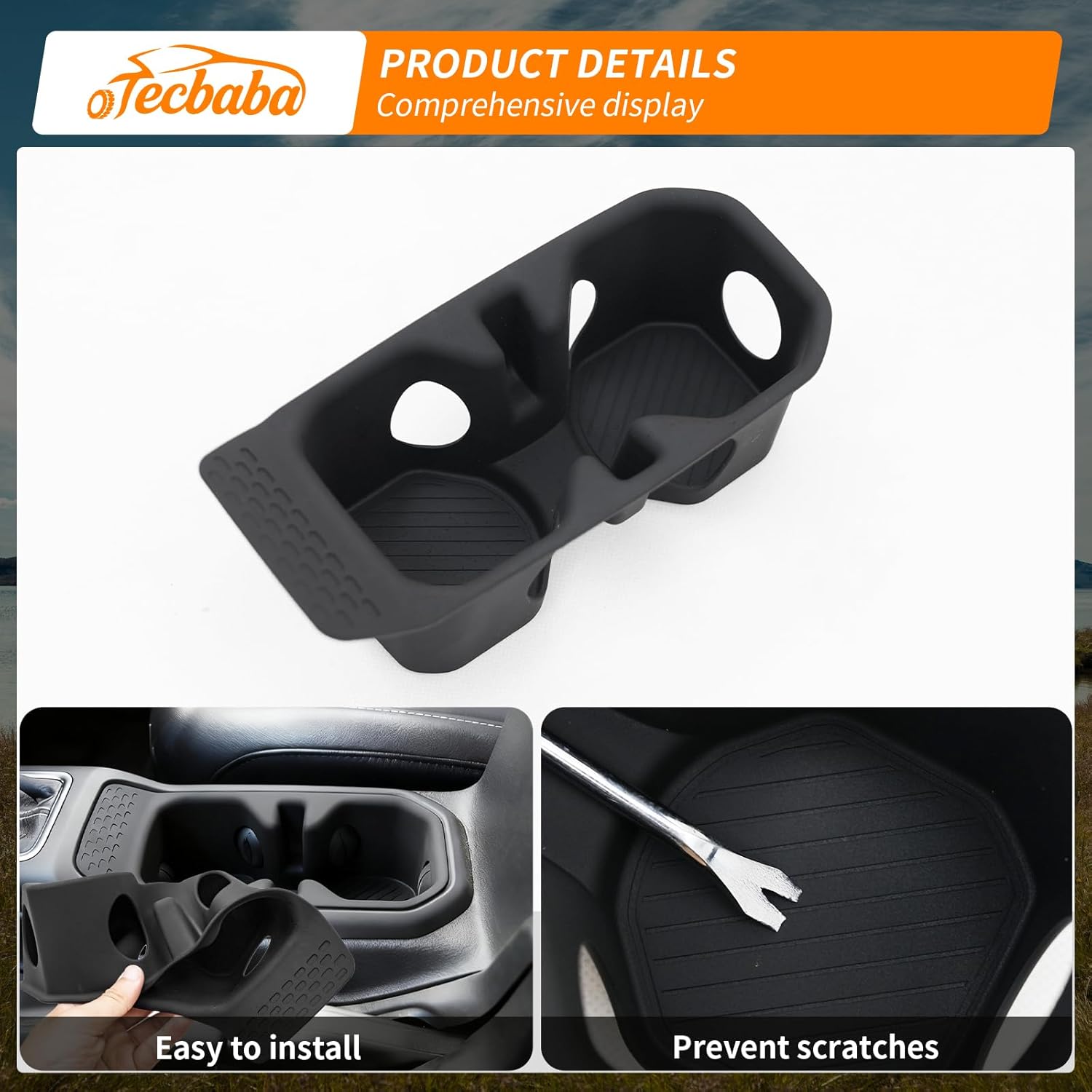 Console Cup Holder Compatible with 2020-2026 Jeep Gladiator JT 2018-2026 Wrangler JL JLU 4XE Center Console Drink Cup Mat Cup Holder Liner for 2025 Gladiator Accessories