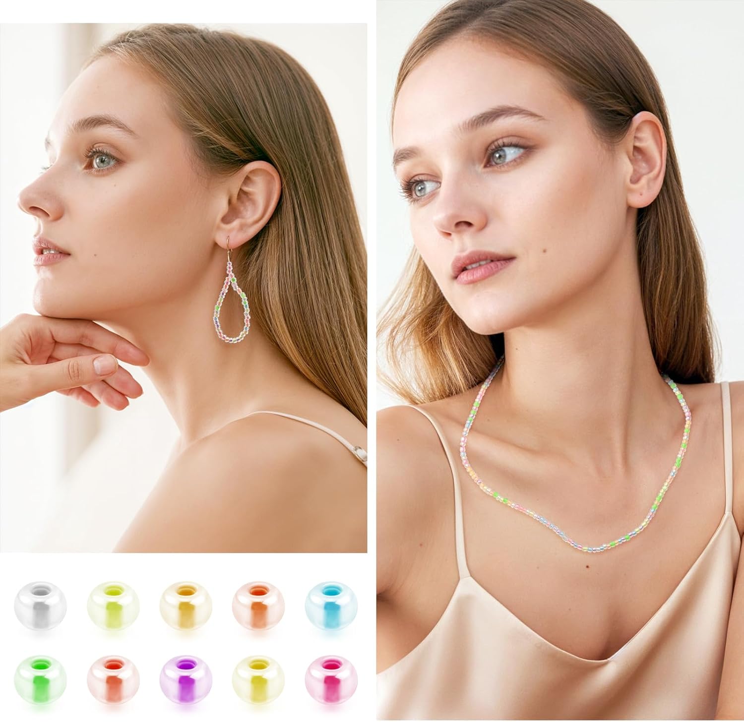 4000pcs Glow Seed Beads - 10 Colors, 3mm Luminous Glow in Dark Glass Beads for Bracelets, Necklace, Anklet, Earrings - DIY Craft - Image 2