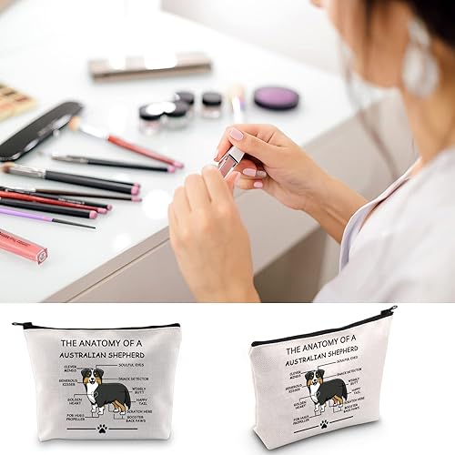 Miniatura 4 de LEVLO Divertidos regalos para amantes de los pastores australianos, la anatomía de un pastor australiano, bolsas de cosméticos para pastor