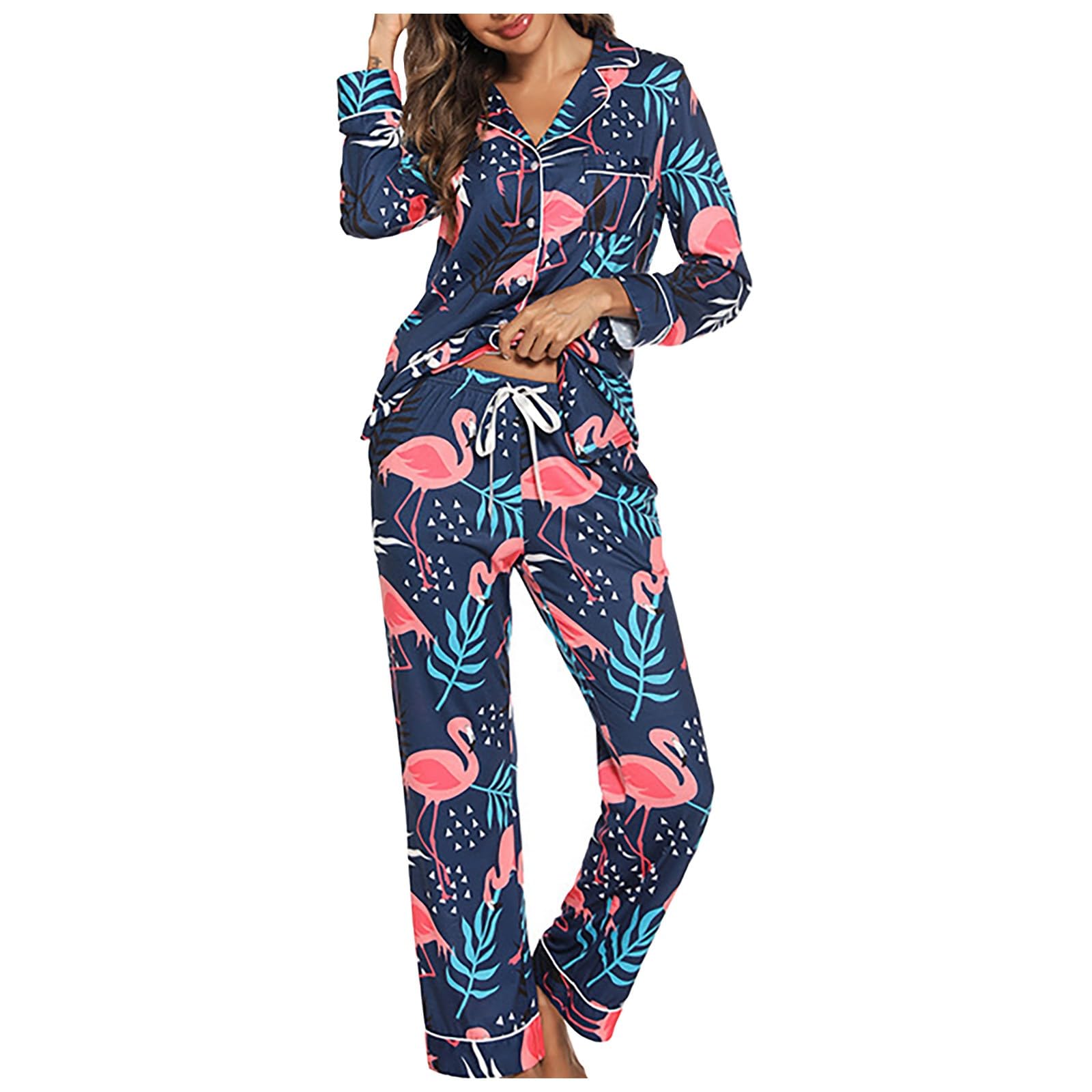 Genérico Pijama de Invierno Mujer，Conjunto de Pijama Mujer Manga Larga Tejido para Dormir Confortable Noche con Diseño Elegante y Moderno para Descanso Nocturno