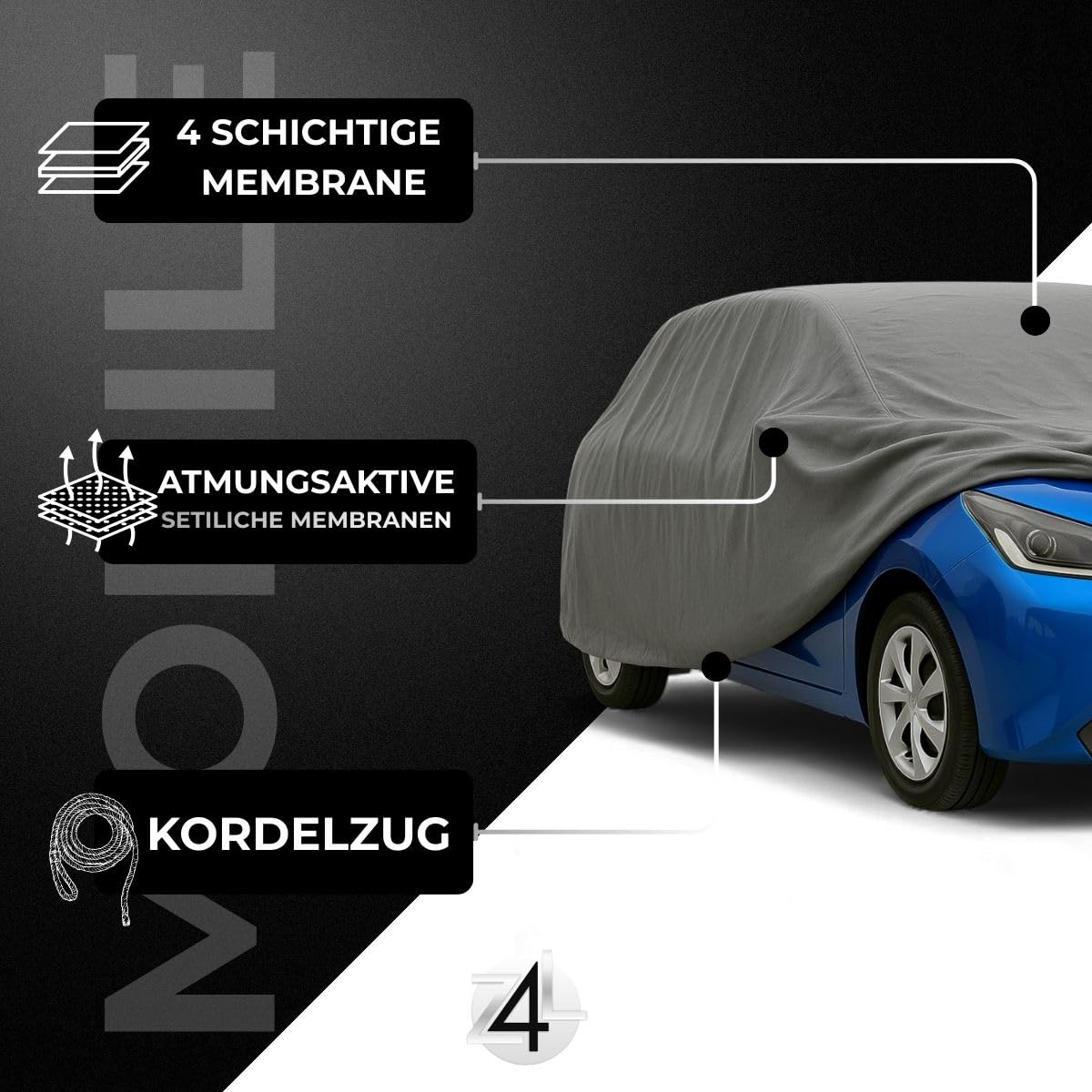 Z4L Premium Autoplane passend für C1 I, II Bj. 2005- /2014-2022 atmungsaktiv 4-Schicht Outdoor Schutz