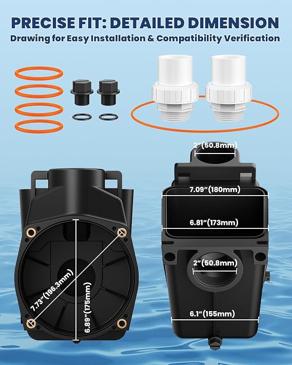 SPX1620AA Pump Housing Direct Replacement for Hayward SP1600X & SP2600X Series Pumps | Durable, Leak-Resistant Design | Easy Installation | Swimming Pool & Spa Pump Housing Replacement 2 x 2