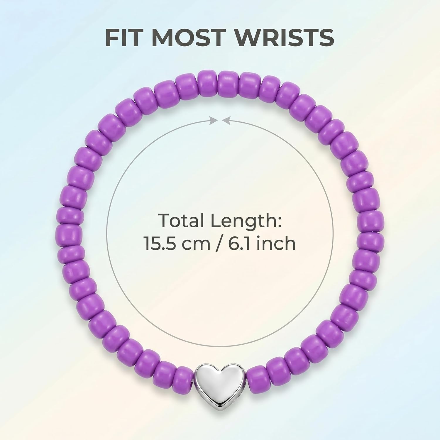 Sureio 24 Pcs Colorful Friendship Bracelets Letter Heart Smile Bracelet Surfer Bracelets Stretch Beaded Kids Bracelet for Girls Women Back to School Tween Girl Party Favors