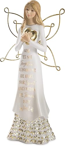 Miniatura 2 de Pavilion Gift Company - Gone Yet Not Forgotten - Figura de ángel de memoria blanca y dorada de 9 pulgadas