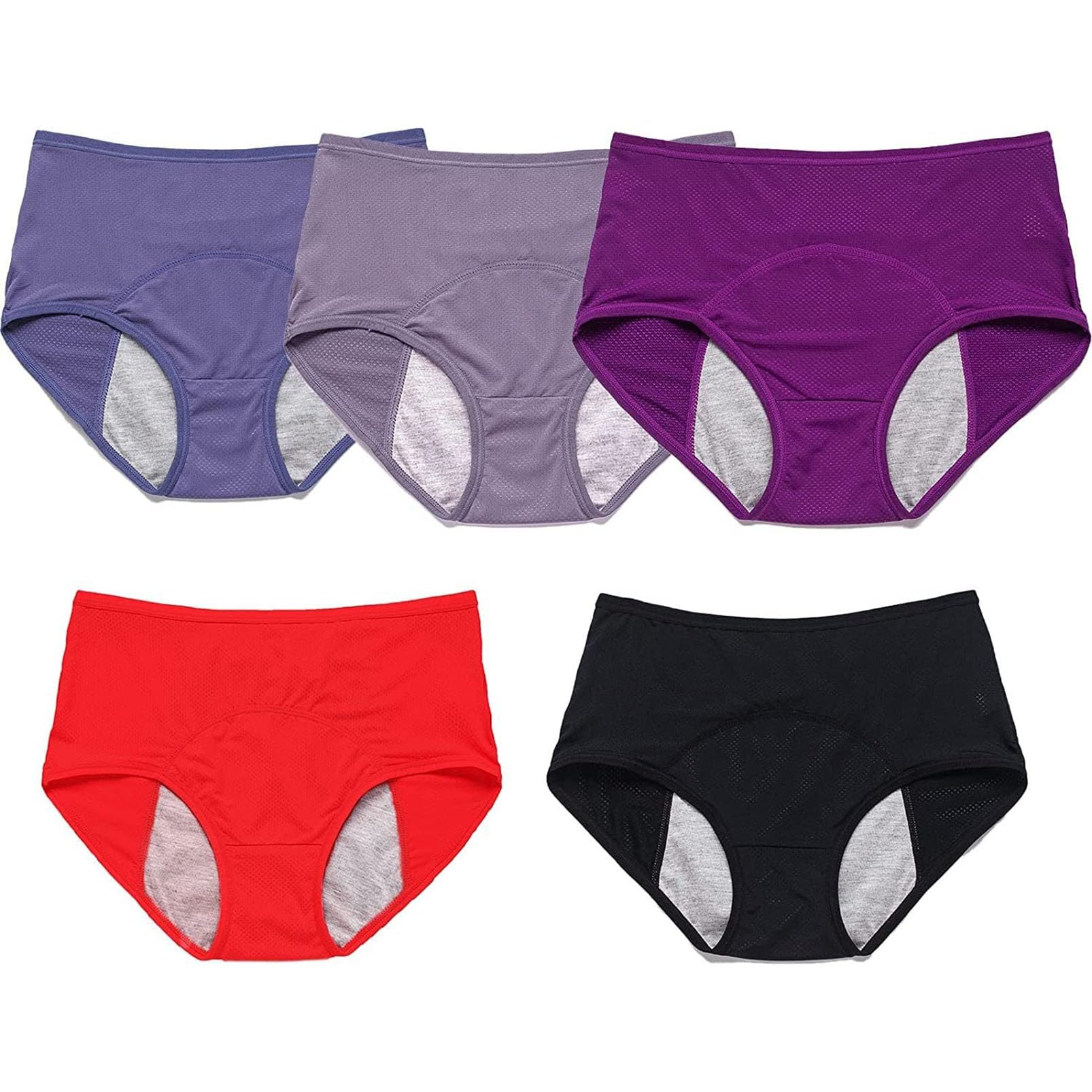 Slip per Incontinenza Assorbenti da Donna, 5 Pezzi Slip per L'incontinenza Urinaria Stagna Mutandine Mestruali a Prova di Perdite, Taglie Forti Pantaloni Fisiologici Lavabili Riutilizzabili