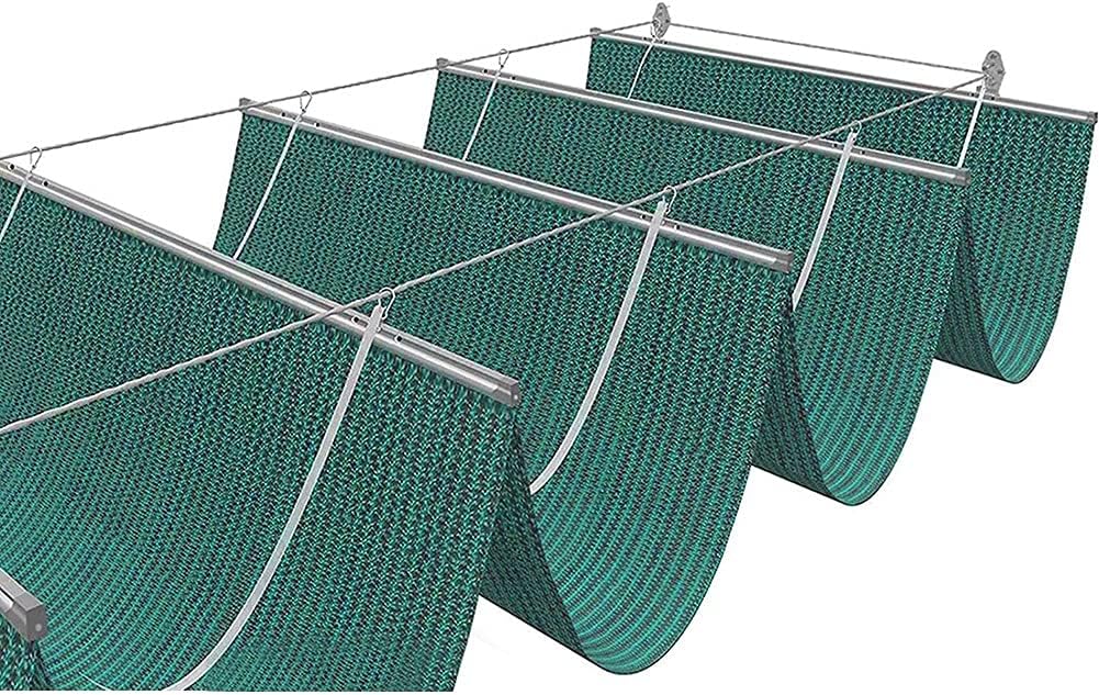 Sun Shade Sail, Retractable Wave Canopy Cover, Replacement Sunscreen Awning Kits, Slide Wire Breathable Mesh Fabric Sail for Pergola Sun Room (Green, Size : 0.9x4m)