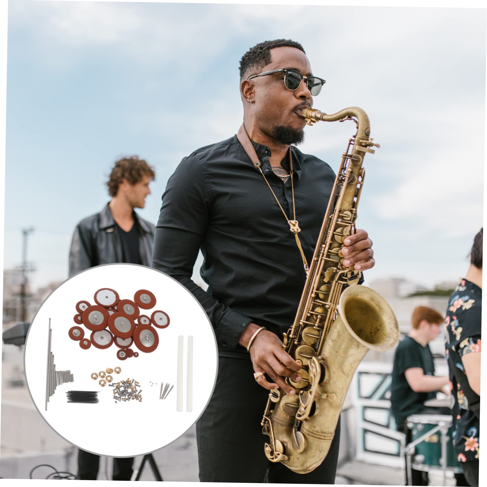 Altsaxophon Reparatur Werkzeugset 1 Satz für Wartung und Ersatzteile | Schrauben und Professionelle Saxophonspieler Farbe Zufällige Metall Schafleder Federn Enthalten , für Musiker