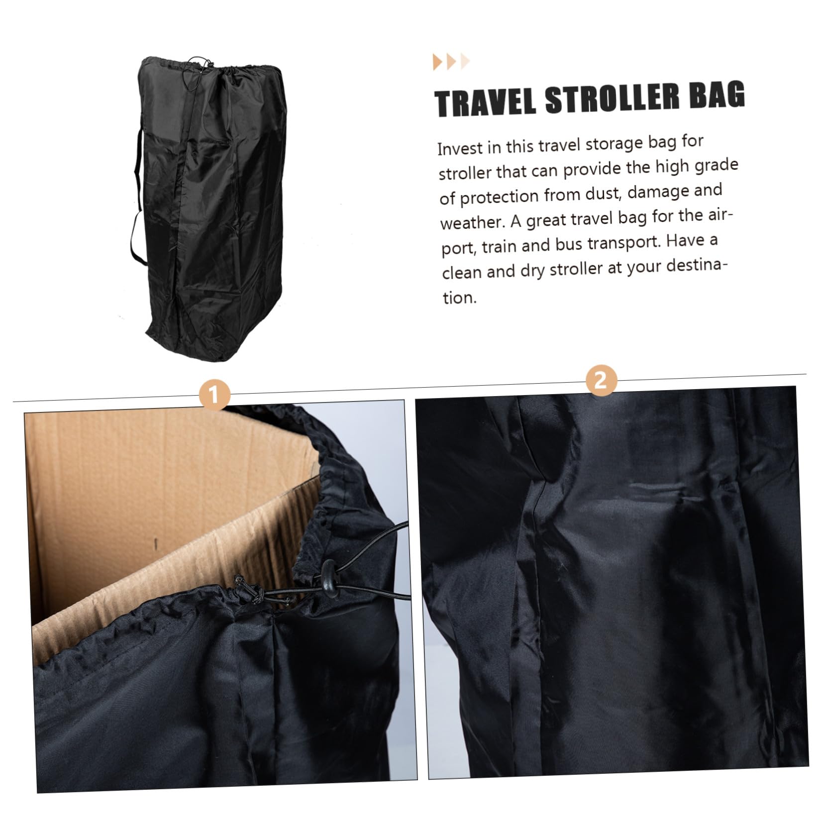Borsa per Carrozzina da Trasporto in Nylon Nero Doppia Tracolla e Chiusura a Cordoncino Bloccabile per Spostamenti in Aereo Compatibile la Maggior Parte delle Carrozzine