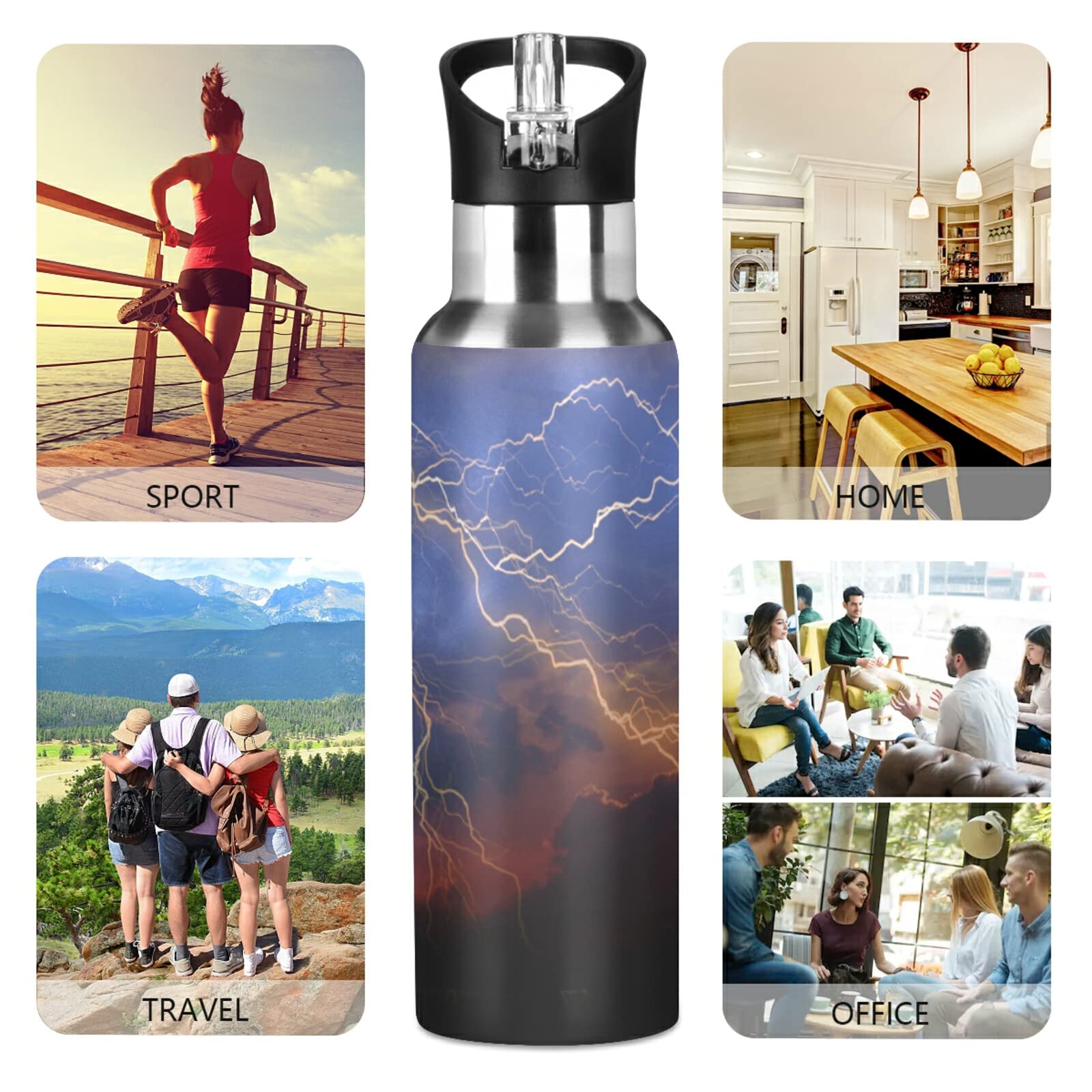 Iron Flask - Bouteille D'eau De Sport – 650 Ml, 3 Couvercles (couvercle De Paille), Isolation Sous Vide, En Acier Inoxydable, Moderne à Double Paroi, Grande Tasse Isotherme Simple, Cantine Hydro Métal