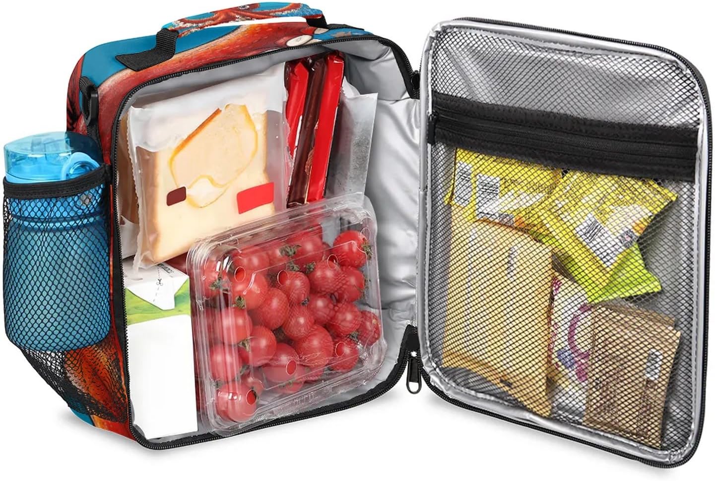 AUUXVA Sea Ocean Shakes Octopus Kids Lunch Bags for Girls Boys Insulated Lunch Box Thermal Lunchbox Tote Bag with Adjustable Strap Leakproof Durable Lunch Cooler for Children Women School Work