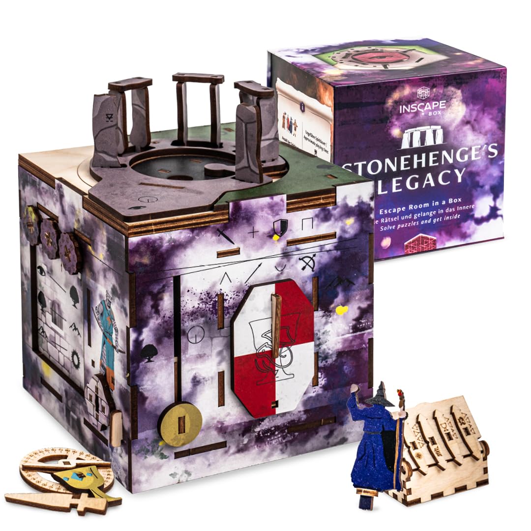 INSCAPE Cluebox Stonehenge's Legacy - Puzzle Box - Interactive Wooden Escape Room in A Box for Adults with Hidden Compartments - Gift Idea for Puzzle and Mystery Fans - Brain Teaser