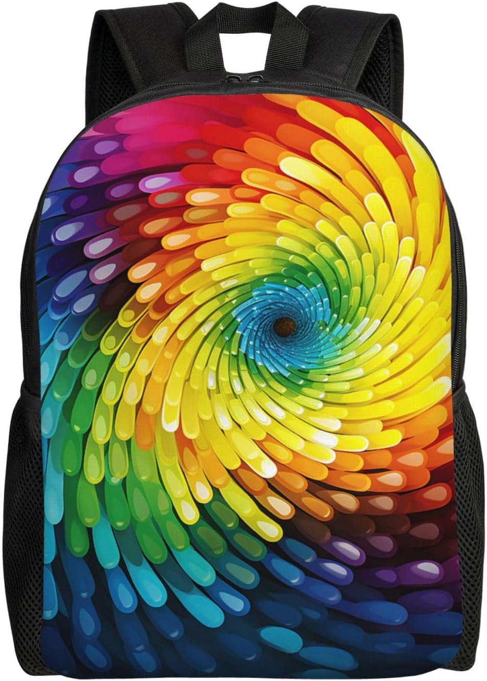 OUSIKA レインボー スワール バックパック カジュアル トラベル デイパック 軽量 ラップトップバッグ ラップトップ バックパ