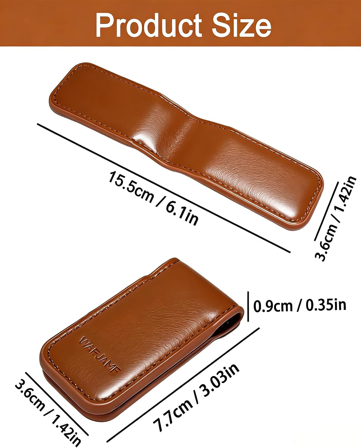 WAFJAMF Slim Magnetic Money Clips Leather Business Card Holder image 2