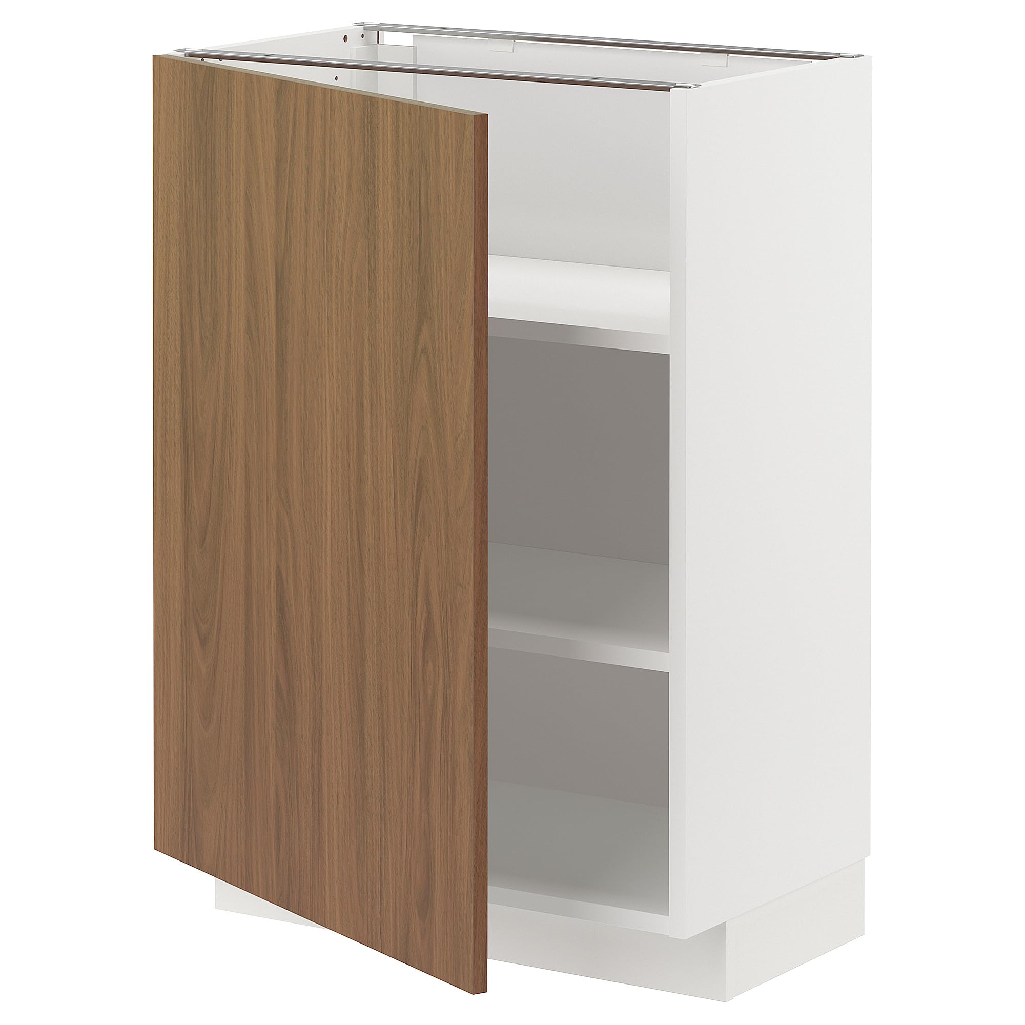 Meuble bas METOD ProTuning blanc et noyer Tistorp 60 cm avec étagères de rangement