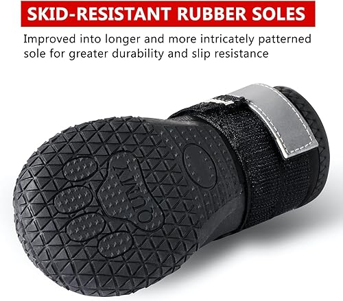 Miniatura 4 de QUMY - Botas impermeables para perros, con tiras reflectantes, suela antideslizante y rugosa, juego de 4 unidades (color rojo, talla 2 1.8 x