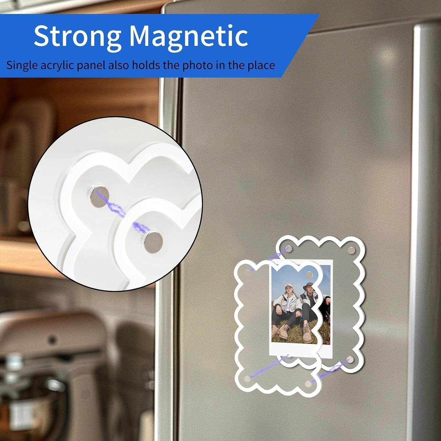 Acrylic Fridge Magnetic Frame, 6 Pack, polaroid photo 2.36 x 3.54 in