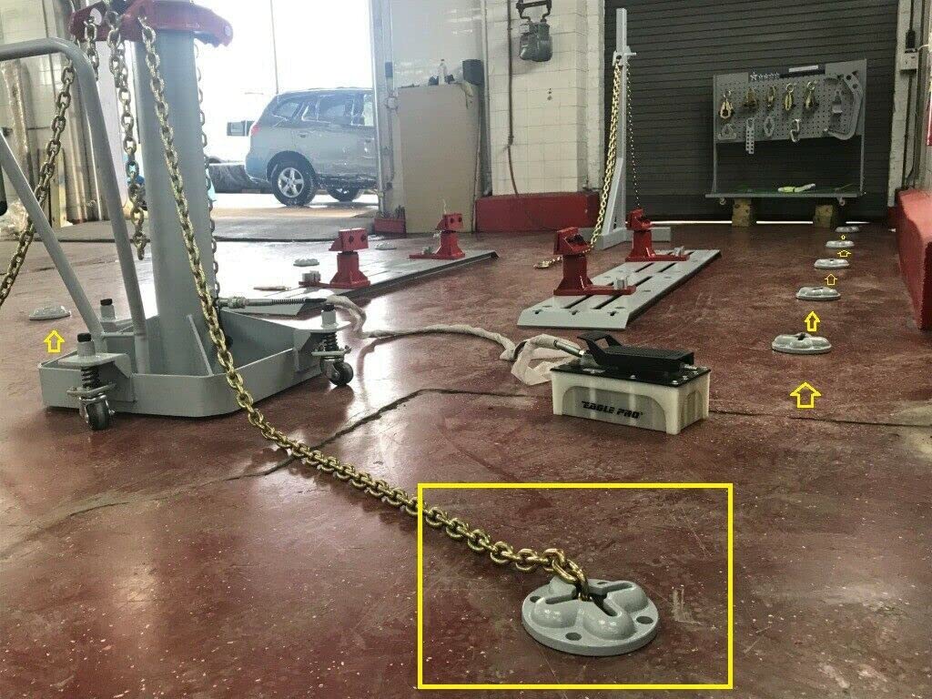 4-Pack In-Ground Floor Anchor Pot Set – 10 Ton Capacity, Chain Slots For Auto Body & Garage Use