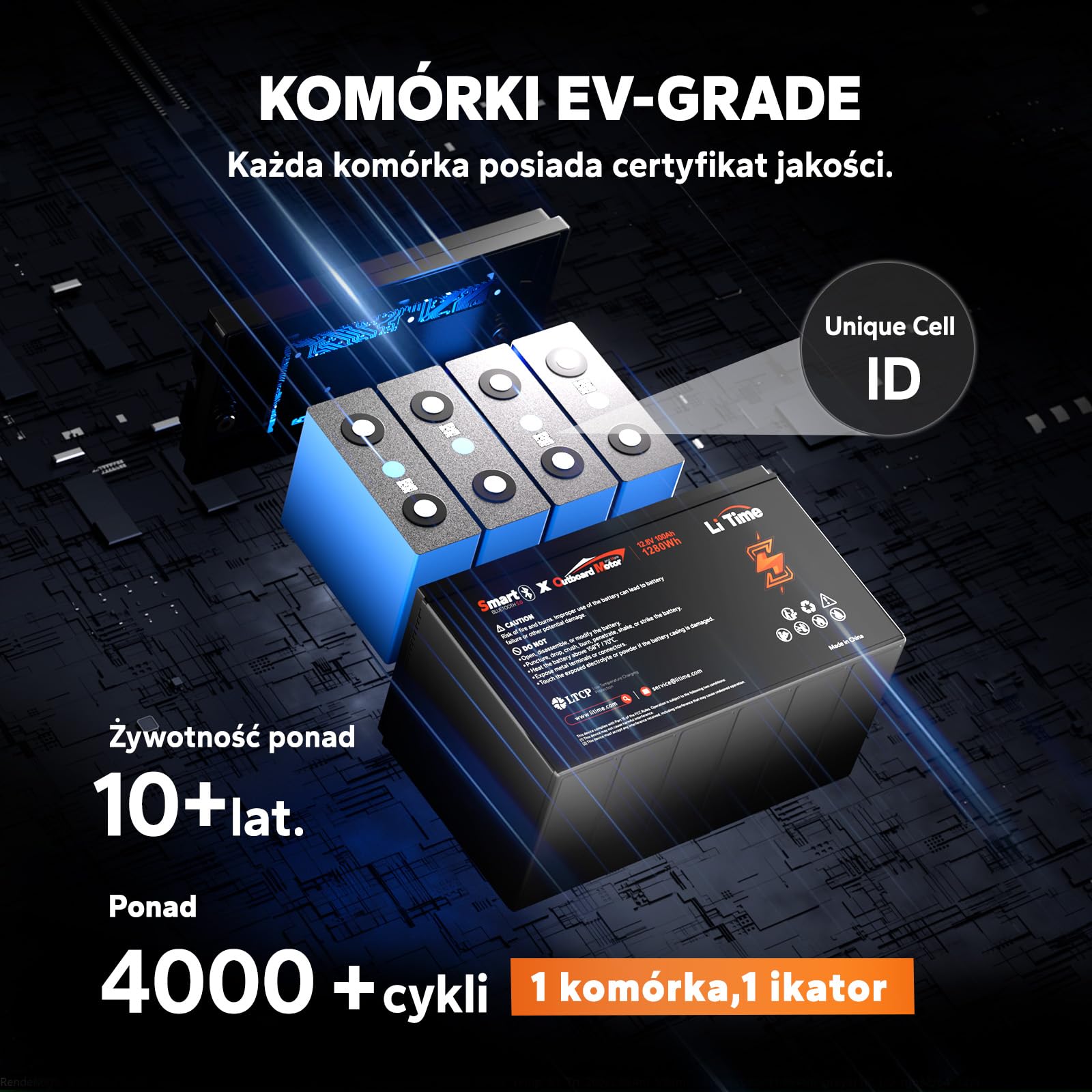 LiTime 12V 100Ah Bluetooth Plus LiFePO4 akumulator, 5P5S, 31 zestawów akumulatorów lifepo4 o głębokim cyklu, idealny do łodzi, kamperów i użytku domowego
