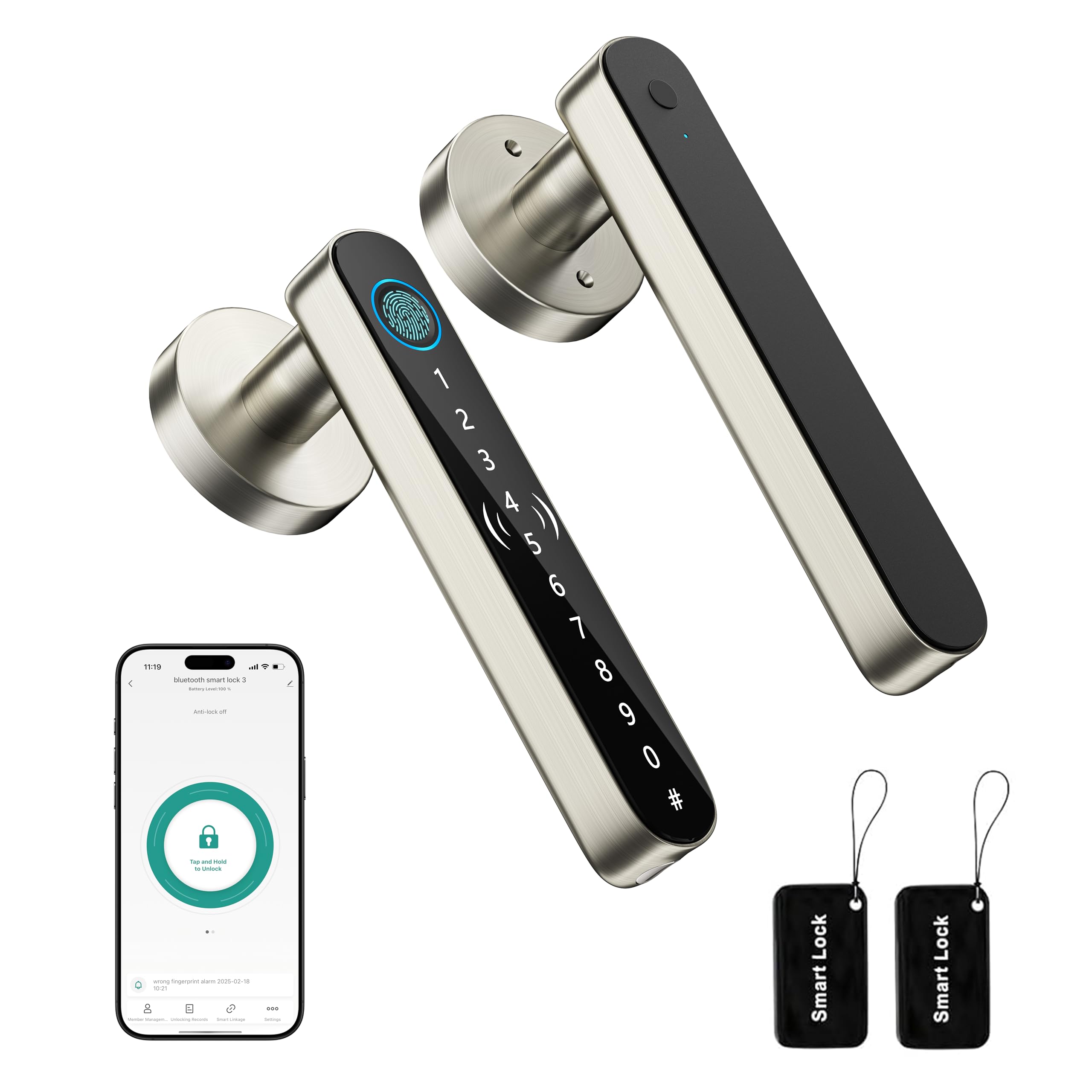 VANZBON 5 in 1 Keyless Entry Door Lock for Bedroom,Smart