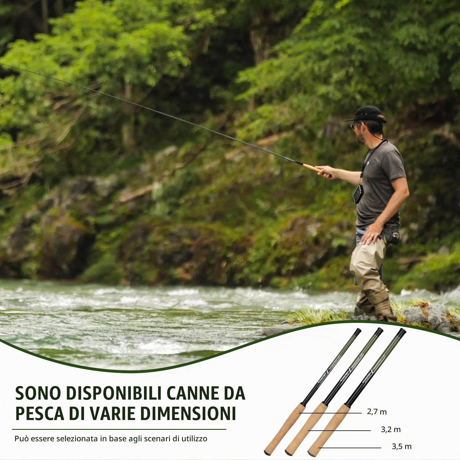 THKFISH Tenkara Kit canna da pesca a mosca 24T in fibra di carbonio telescopica per pesca a mosca, kit combinato con custodia per il trasporto, lenza e esca per pesca a mosca per ruscelli, trota