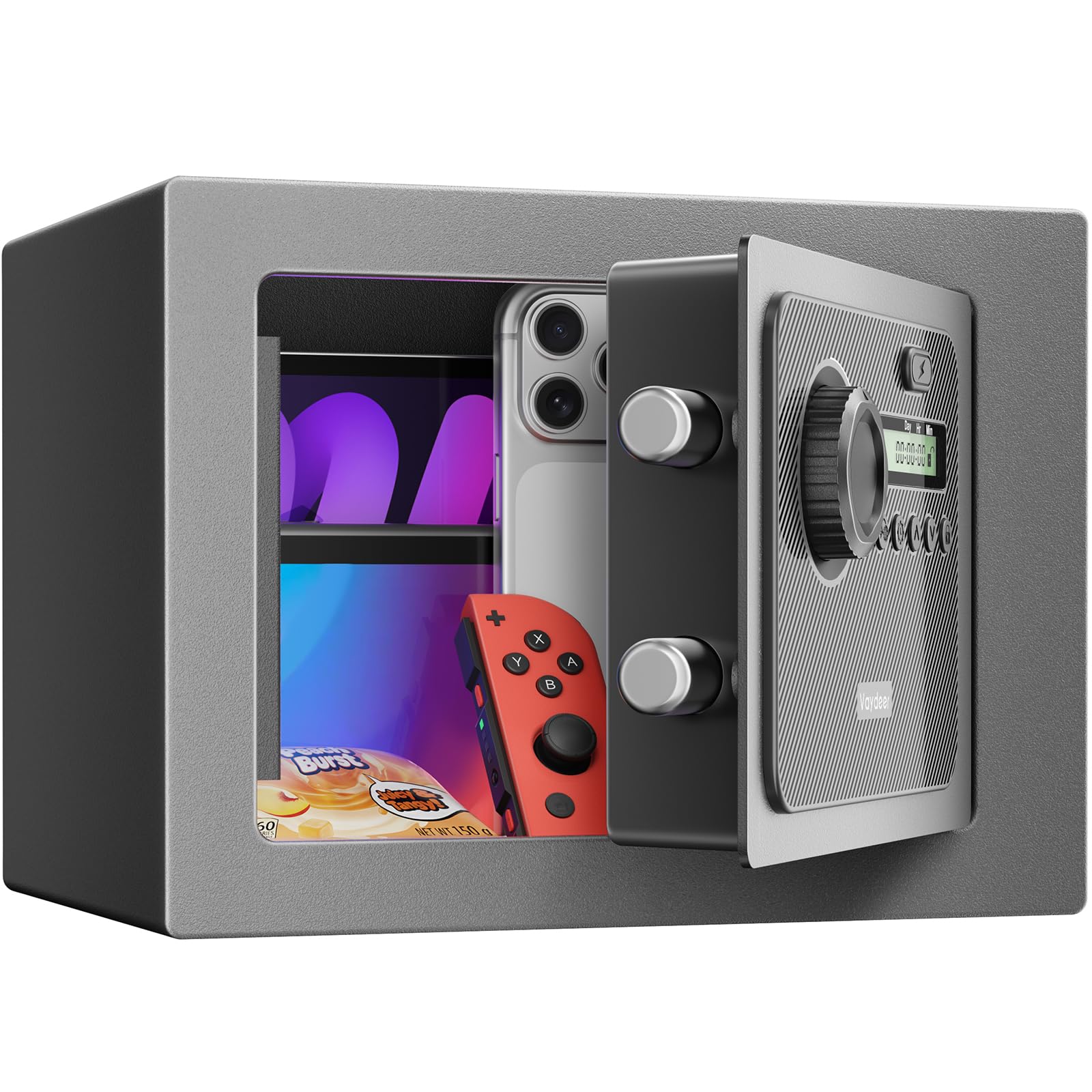 Vaydeer Black Large Time Lock Box With Timer,