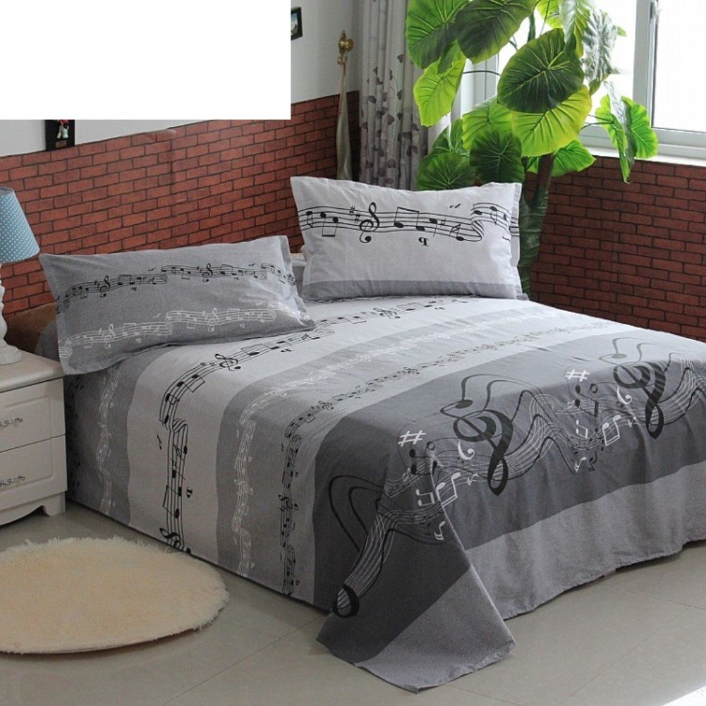 Drap de lit en coton imprimé plantes 120x230cm pour couchage simple