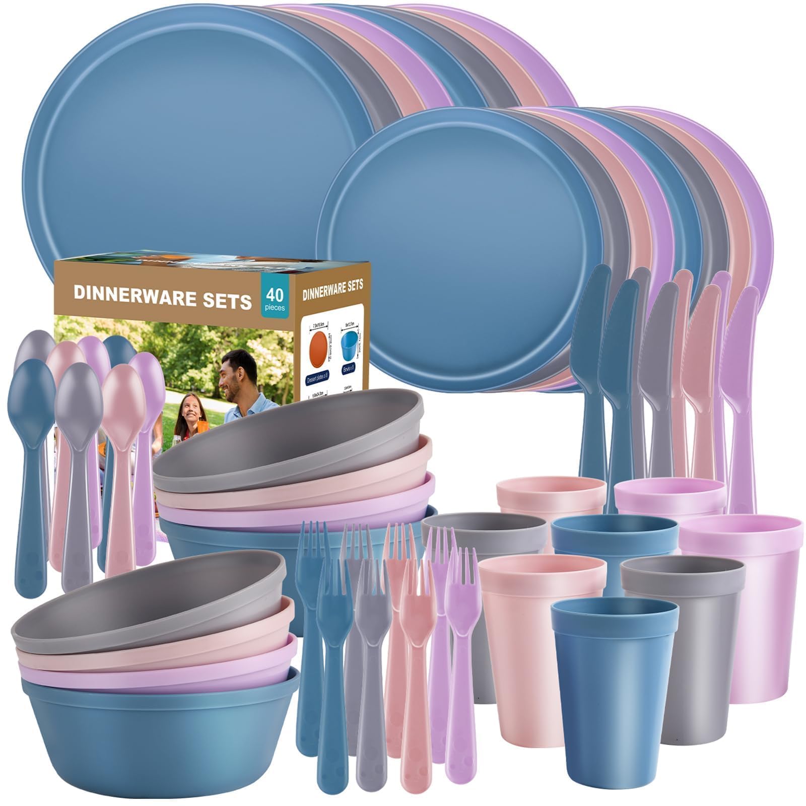 40 Piece Plastic Dinnerware Set - Unbreakable & Dishwasher Safe -14 40 Piece Plastic Dinnerware Set - Unbreakable & Dishwasher Safe -14