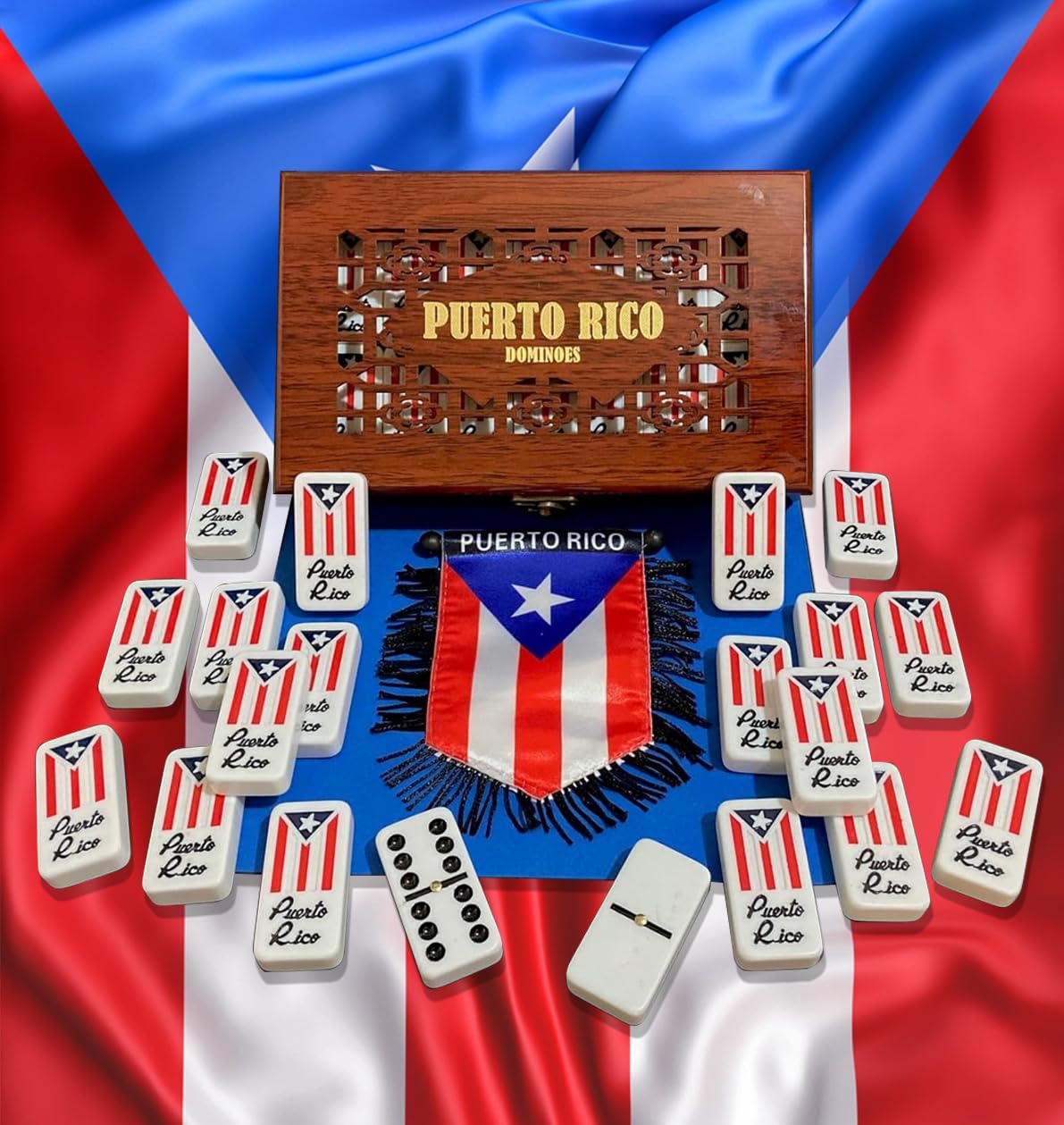 Puerto Rico Classic Double Six Dominoes Set – Premium Quality with Wooden Storage Case
