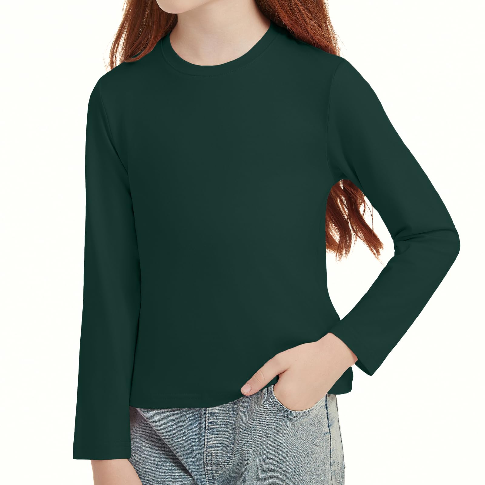 STYDAZZ Langarm T-Shirt Mädchen Basic Tops Einfarbig Kinder Tshirts Casual Rundhals Tees Oberteile 4-14 Jahre