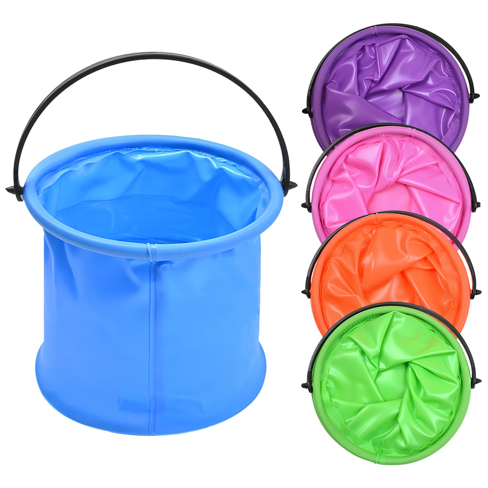 Juego De 2 Cubos Plegables De Camping 5L – Silicona TPE Y PP, Verde Y Rosa, Ideales Para Playa, Pesca Y Viaje