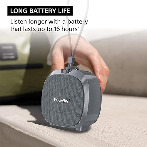 Miniatura 7 de Altavoz, pequeño altavoz portátil Bluetooth inalámbrico IPX5 impermeable para ducha, sonido estéreo fuerte, graves profundos, par TWS, luces RGB,
