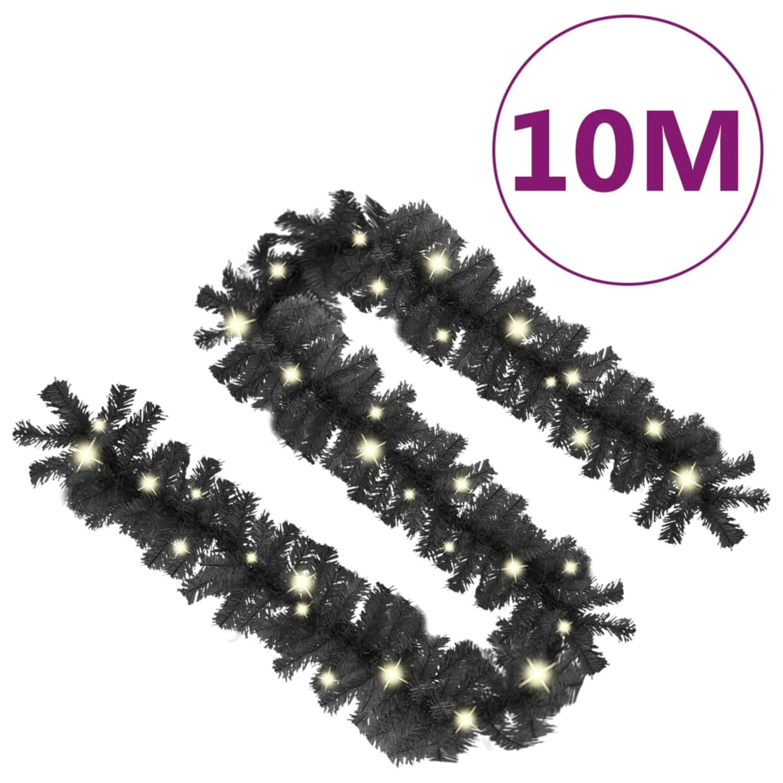 Tidyard Weihnachtsgirlande mit LED-Lichtern Weihnachtsdeko Tannengirlande Weihnachten Weihnachtsgirlande Dekogirlande Girlande Weihnachten Weihnachtsbeleuchtung 10 m Schwarz