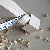 Vista 2 de KAKURI Cuchillo Kiridashi para mano derecha de 0.945 in, hoja de acero al carbono japonés forjado a mano con patrón martillado, fabricado en Japón