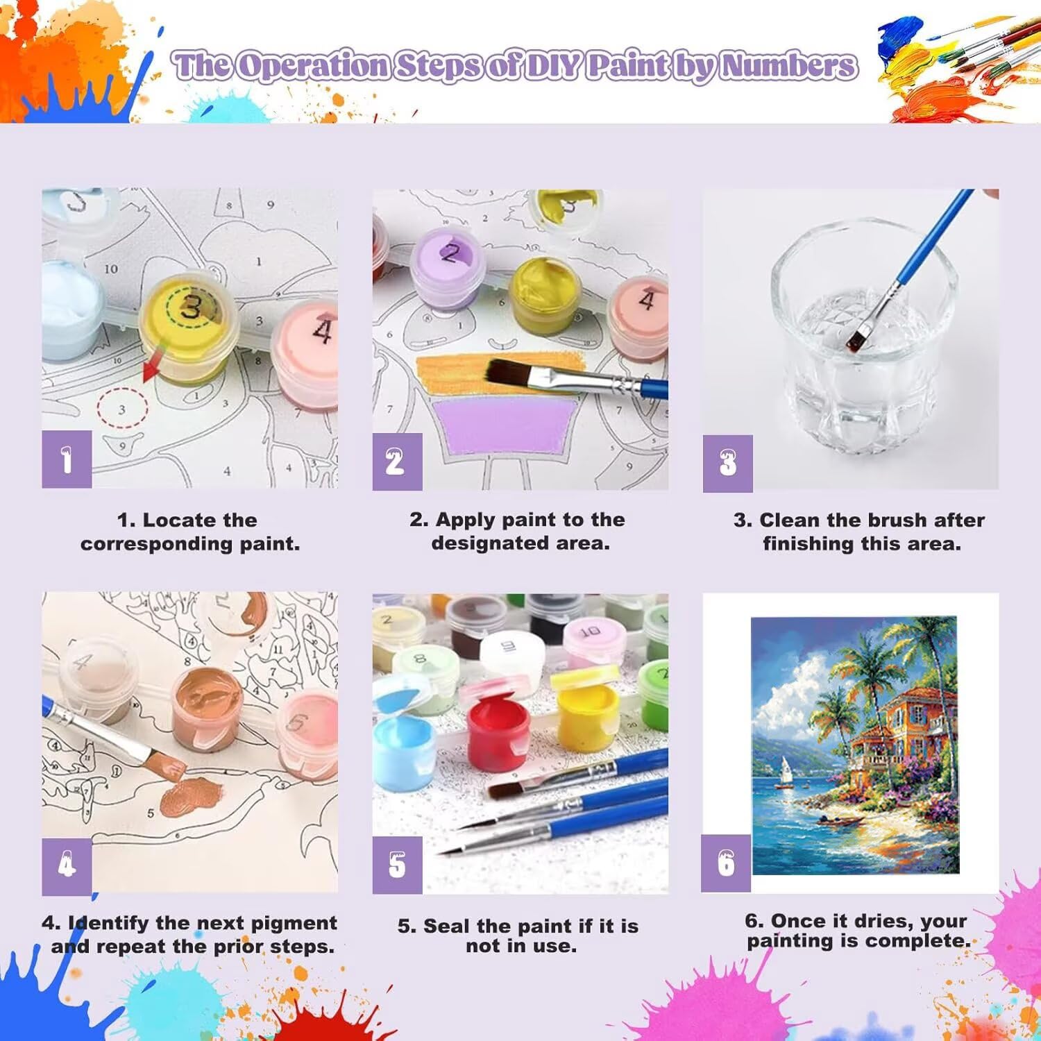WEISHIWE Dipingere con i Numeri Adulti Casetta marina, 80x100cm s-300 | Pittura a Olio Kit, fai da te Quadri da Dipingere Numerat, Adulti Bambini Hobby Creativi,Pittura Adulti Decora la Casa Regalo
