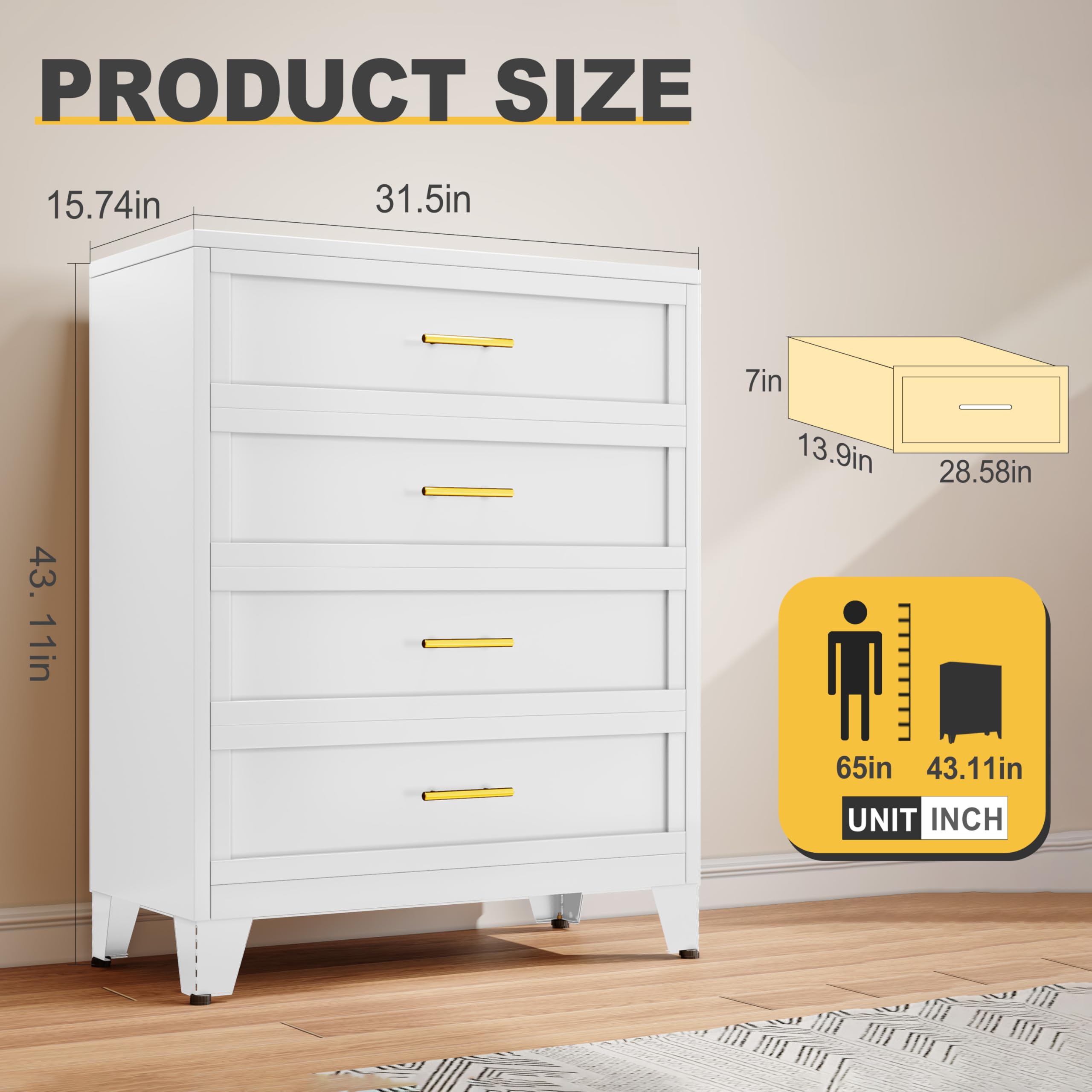 tall dresser for clothing deep Amazon.com: Metal Tall Dressers for Bedroom,Chest of Drawers Storage  Cabinet with 4 Drawers，Wide Deep Dresser Drawers Cabinet Organizer Unit for  Clothes, Bedroom, Living Room, Hallway, Entryway（White） : Home & Kitchen