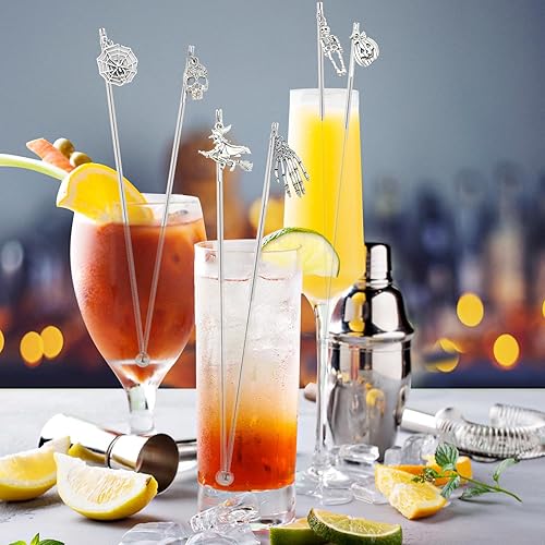 Miniatura 15 de 6 unidades de dijes de Navidad, agitadores de cóctel, palitos de acero inoxidable de 7.5 pulgadas, para mezclar cócteles, chocolate caliente, crema