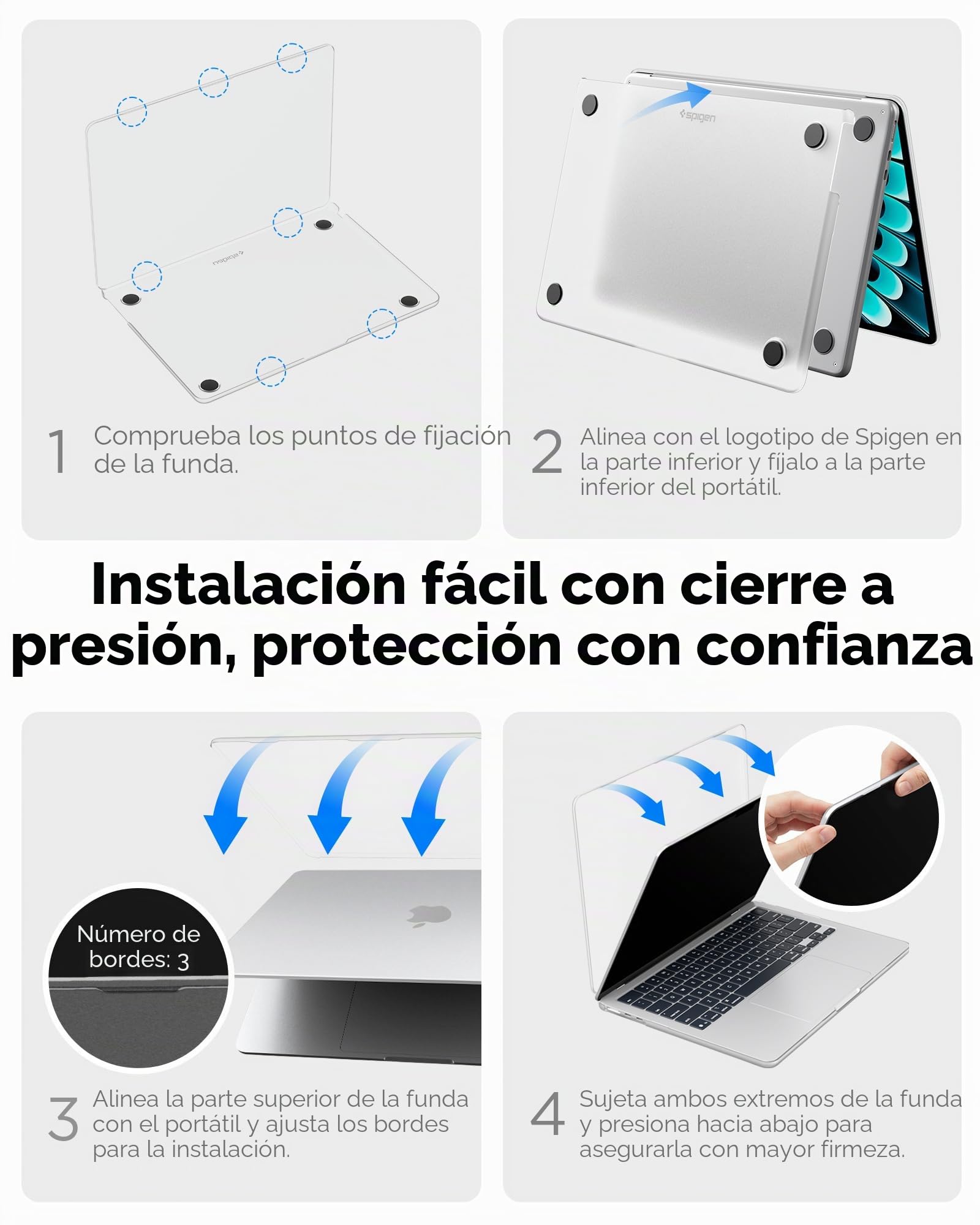 Spigen Funda Air Skin Compatible con MacBook Air 13 Pulgadas 2026 M5 / 2025 M4 / 2024 M3 / 2023 M2 A2681, Funda rígida translúcida - Frost Clear