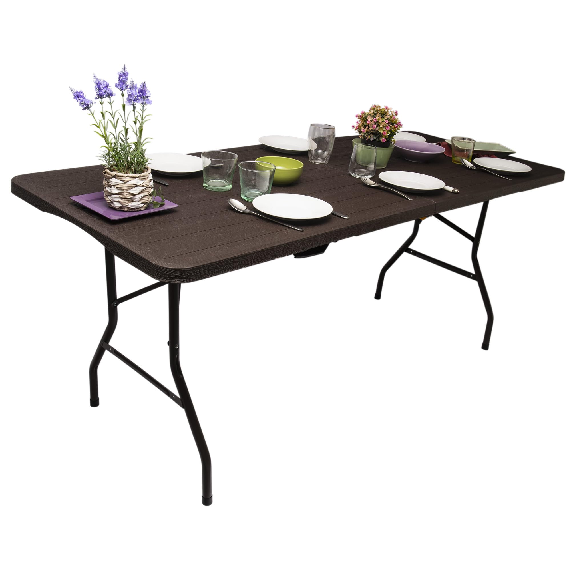 WERKA PRO Table Pliante Aspect Bois 180x74x74cm