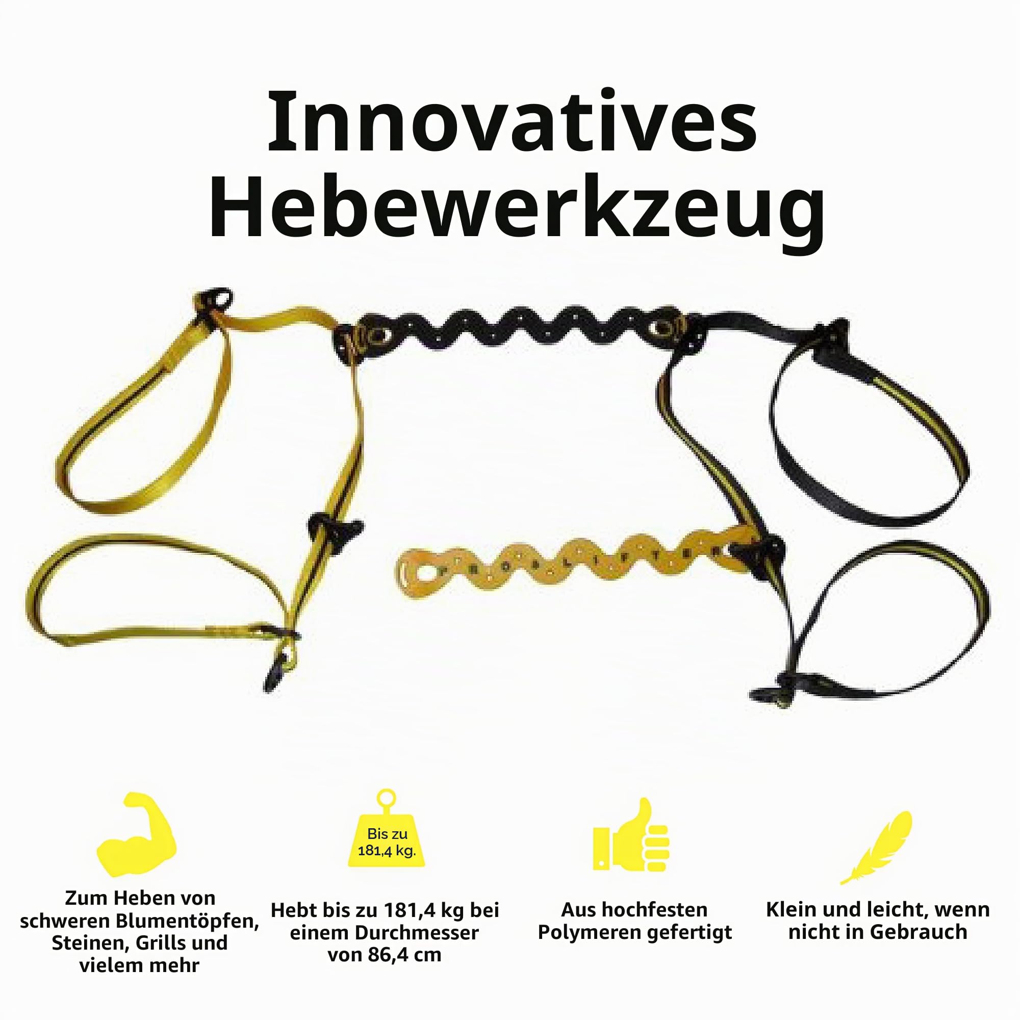 ProLifter – 180 kg Pflanzenstütze, Hebebänder zum Bewegen Schwerer Steine, Wurzelballen, Gartentöpfe, Pflanzgefäße und Zubehör – EIN Pflanzentopf-Umsetzer, ideal für Landschaftsgärtner zum Heben,
