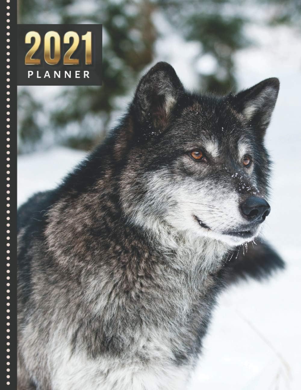 2021 Planner: Wolf in Snow / Daily Weekly Monthly / Dated 8.5x11 Life Organizer Notebook / 12 Month Calendar - January to December / Full Size Book ... Cover/ Cute Christmas or New Years Gift