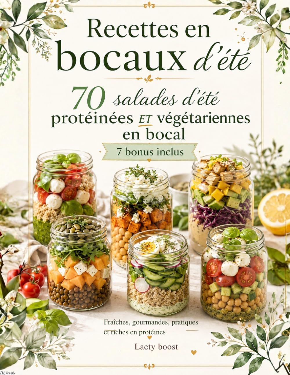 Recettes en bocaux d'été: 70 salades d’été protéinées et végétariennes en bocal.: Recettes fraîches, gourmandes et faciles à préparer + 7 bonus meal prep pour des repas sains, rassasiants et pratiques