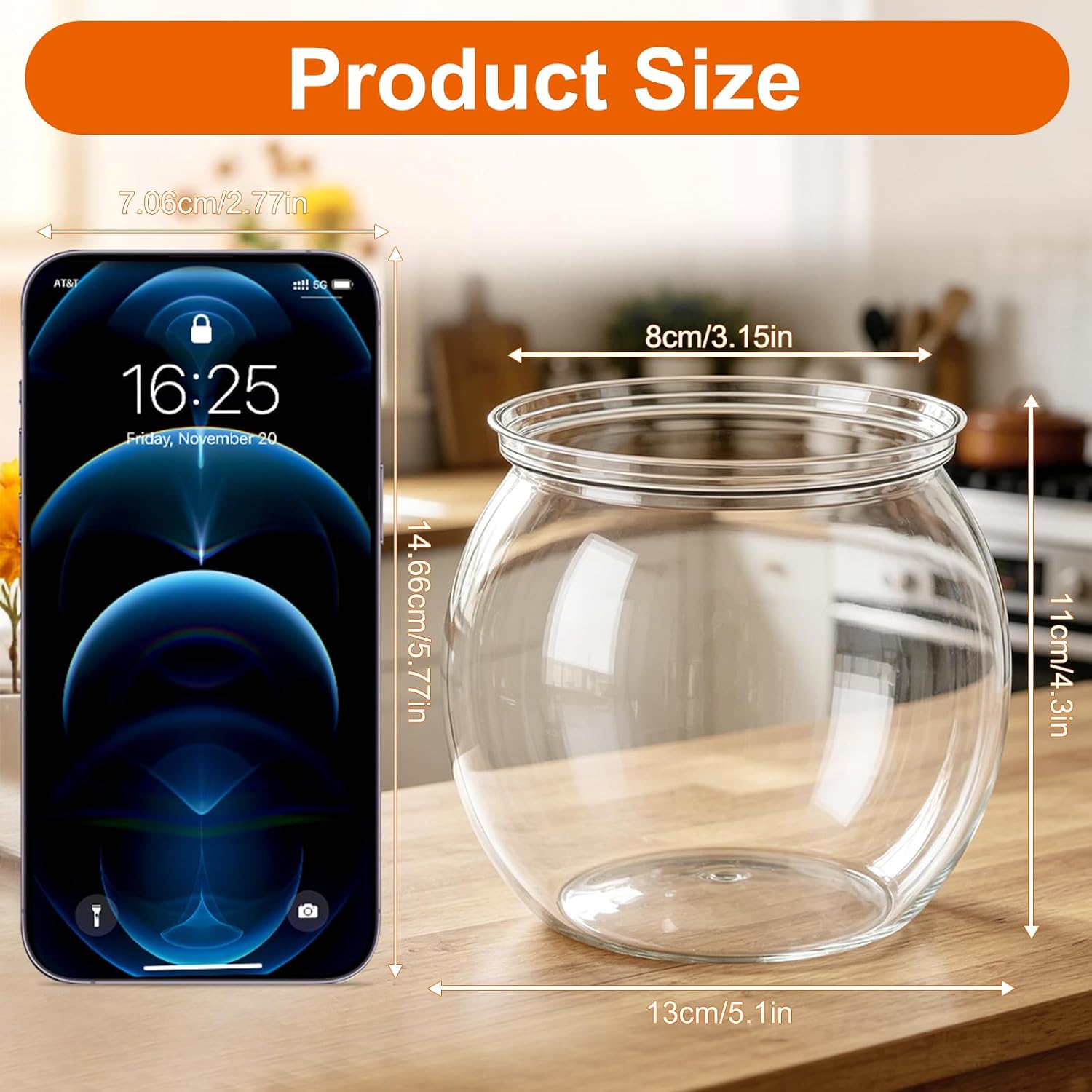 Mini Plastic Fish Bowl, 27 Oz Decorative Small Fishbowl, Round Plastic Fish Tank, Unbreakable Aquarium Fish-Bowls for Party Decorations, Centerpiece Vases, Hydroponic Planter and Home Decorations