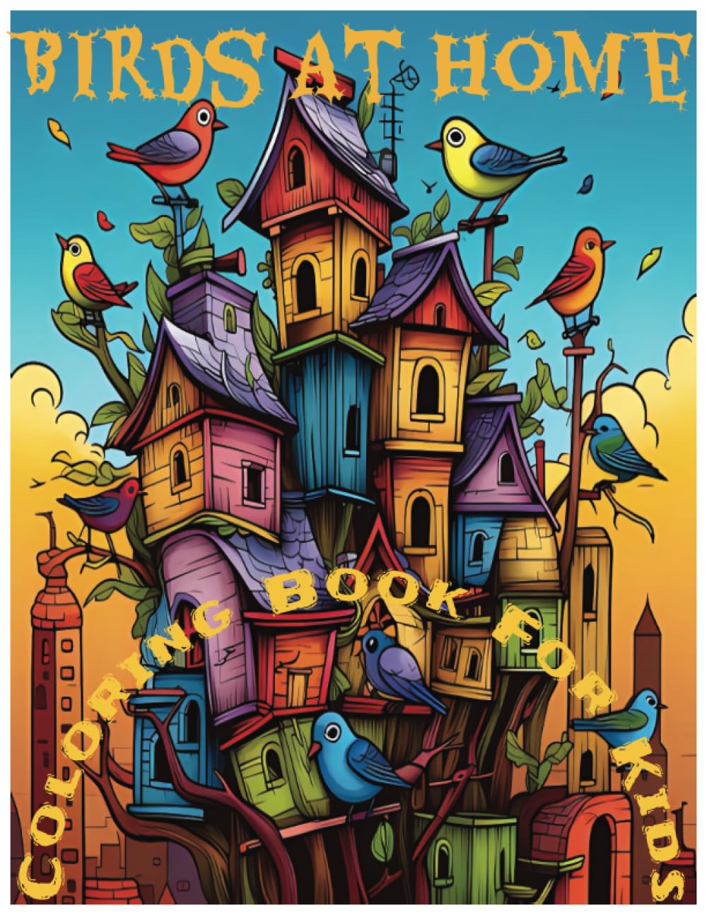 Birds At Home Coloring Book For Kids: Animal Bird Coloring Book Ages 4-8