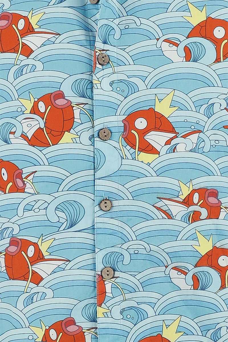 Pokémon Karpador - Hawaii Uomo Camicia Maniche Corte Blu Regular